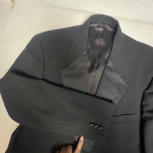 Vintage After Six Tuxedo Jacket Mens Large Black Satin Lapel Made USA 80s